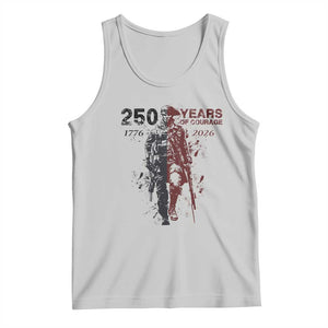250 Years of Courage Commemorative Patriotic Soldier Tank Top American Revolution to Modern Military 1776 to 2026 Semiquincentennial TS02 Ash Print Your Wear