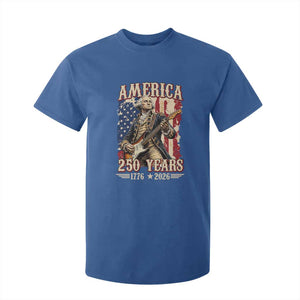 America 250 Years George Washington Rock Star T Shirt For Kid Funny Electric Guitar Player Vintage American Flag 1776 to 2026 Semiquincentennial TS02 Royal Blue Print Your Wear