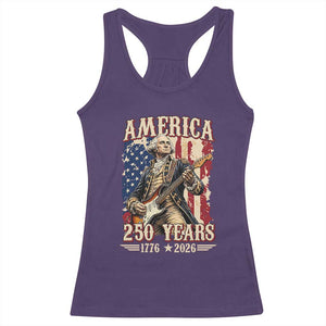 America 250 Years George Washington Rock Star Racerback Tank Top Funny Electric Guitar Player Vintage American Flag 1776 to 2026 Semiquincentennial TS02 Purple Print Your Wear