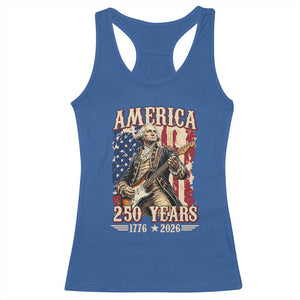 America 250 Years George Washington Rock Star Racerback Tank Top Funny Electric Guitar Player Vintage American Flag 1776 to 2026 Semiquincentennial TS02 Royal Blue Print Your Wear
