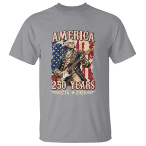 America 250 Years George Washington Rock Star T Shirt Funny Electric Guitar Player Vintage American Flag 1776 to 2026 Semiquincentennial TS02 Sport Gray Print Your Wear