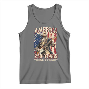 America 250 Years George Washington Rock Star Tank Top Funny Electric Guitar Player Vintage American Flag 1776 to 2026 Semiquincentennial TS02 Black Heather Print Your Wear