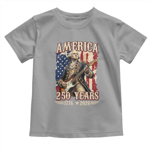 America 250 Years George Washington Rock Star Toddler T Shirt Funny Electric Guitar Player Vintage American Flag 1776 to 2026 Semiquincentennial TS02 Sport Gray Print Your Wear