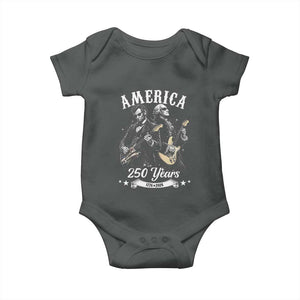 America 250 Years Abraham Lincoln and George Washington Rock Concert Baby Onesie Presidents Jamming Electric Guitars 1776 to 2026 Semiquincentennial TS02 Dark Heather Print Your Wear