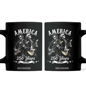 America 250 Years Abraham Lincoln and George Washington Rock Concert Coffee Mug Presidents Jamming Electric Guitars 1776 to 2026 Semiquincentennial TS02 Black Print Your Wear