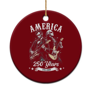America 250 Years Abraham Lincoln and George Washington Rock Concert Ceramic Ornament Presidents Jamming Electric Guitars 1776 to 2026 Semiquincentennial TS02 1pc Red Print Your Wear