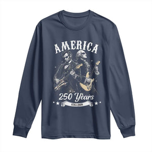 America 250 Years Abraham Lincoln and George Washington Rock Concert Long Sleeve Shirt Presidents Jamming Electric Guitars 1776 to 2026 Semiquincentennial TS02 Navy Print Your Wear