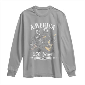 America 250 Years Abraham Lincoln and George Washington Rock Concert Long Sleeve Shirt Presidents Jamming Electric Guitars 1776 to 2026 Semiquincentennial TS02 Sport Gray Print Your Wear