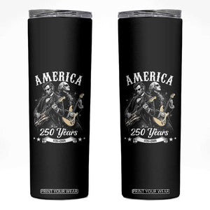 America 250 Years Abraham Lincoln and George Washington Rock Concert Skinny Tumbler Presidents Jamming Electric Guitars 1776 to 2026 Semiquincentennial TS02 Black Print Your Wear