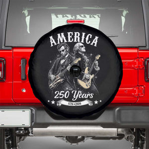 America 250 Years Abraham Lincoln and George Washington Rock Concert Spare Tire Cover Presidents Jamming Electric Guitars 1776 to 2026 Semiquincentennial TS02 Black Print Your Wear
