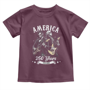 America 250 Years Abraham Lincoln and George Washington Rock Concert Toddler T Shirt Presidents Jamming Electric Guitars 1776 to 2026 Semiquincentennial TS02 Maroon Print Your Wear