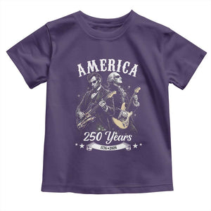America 250 Years Abraham Lincoln and George Washington Rock Concert Toddler T Shirt Presidents Jamming Electric Guitars 1776 to 2026 Semiquincentennial TS02 Purple Print Your Wear
