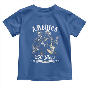 America 250 Years Abraham Lincoln and George Washington Rock Concert Toddler T Shirt Presidents Jamming Electric Guitars 1776 to 2026 Semiquincentennial TS02 Royal Blue Print Your Wear