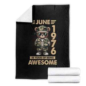 Cool Teddy Bear June 1976 50th Birthday Throw Blanket 50 Years Of Being Awesome Retro Streetwear Gift