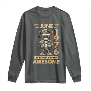 Cool Teddy Bear June 1976 50th Birthday Long Sleeve Shirt 50 Years Of Being Awesome Retro Streetwear Gift