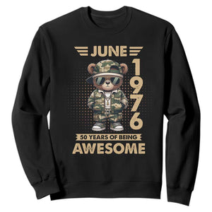 Cool Teddy Bear June 1976 50th Birthday Sweatshirt 50 Years Of Being Awesome Retro Streetwear Gift