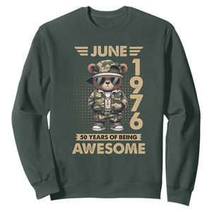 Cool Teddy Bear June 1976 50th Birthday Sweatshirt 50 Years Of Being Awesome Retro Streetwear Gift
