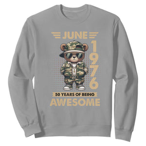 Cool Teddy Bear June 1976 50th Birthday Sweatshirt 50 Years Of Being Awesome Retro Streetwear Gift