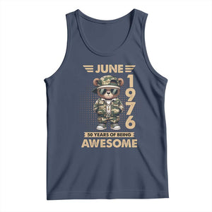 Cool Teddy Bear June 1976 50th Birthday Tank Top 50 Years Of Being Awesome Retro Streetwear Gift