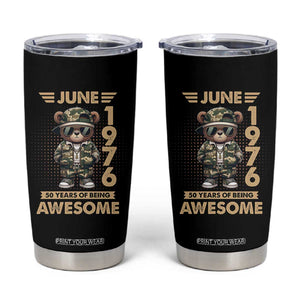 Cool Teddy Bear June 1976 50th Birthday Tumbler Cup 50 Years Of Being Awesome Retro Streetwear Gift