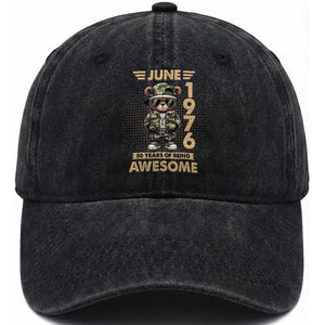 Cool Teddy Bear June 1976 50th Birthday Washed Cotton Baseball Cap 50 Years Of Being Awesome Retro Streetwear Gift