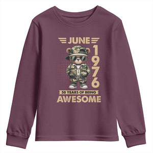 Cool Teddy Bear June 1976 50th Birthday Youth Sweatshirt 50 Years Of Being Awesome Retro Streetwear Gift