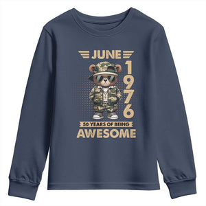Cool Teddy Bear June 1976 50th Birthday Youth Sweatshirt 50 Years Of Being Awesome Retro Streetwear Gift