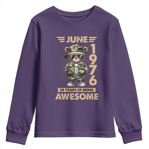 Cool Teddy Bear June 1976 50th Birthday Youth Sweatshirt 50 Years Of Being Awesome Retro Streetwear Gift