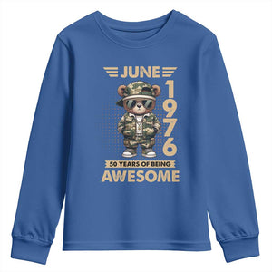 Cool Teddy Bear June 1976 50th Birthday Youth Sweatshirt 50 Years Of Being Awesome Retro Streetwear Gift