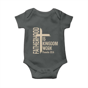 Fatherhood Is Kingdom Work Christian Dad Distressed Cross Baby Onesie Bible Verse Proverbs 22:6 Gift for Faith-Based Fathers