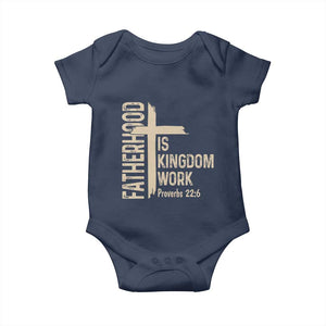 Fatherhood Is Kingdom Work Christian Dad Distressed Cross Baby Onesie Bible Verse Proverbs 22:6 Gift for Faith-Based Fathers