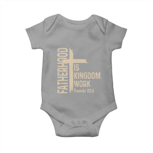 Fatherhood Is Kingdom Work Christian Dad Distressed Cross Baby Onesie Bible Verse Proverbs 22:6 Gift for Faith-Based Fathers