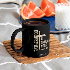 Fatherhood Is Kingdom Work Christian Dad Distressed Cross Coffee Mug Bible Verse Proverbs 22:6 Gift for Faith-Based Fathers