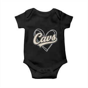 Vintage Cavs Name Script Heart Baby Onesie for Sports Fan TS02 Black Print Your Wear