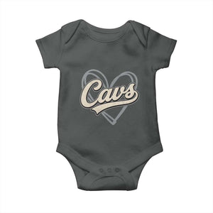 Vintage Cavs Name Script Heart Baby Onesie for Sports Fan TS02 Dark Heather Print Your Wear