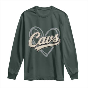 Vintage Cavs Name Script Heart Long Sleeve Shirt for Sports Fan TS02 Dark Forest Green Print Your Wear