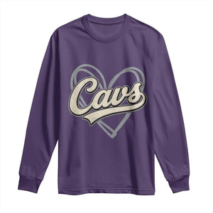Vintage Cavs Name Script Heart Long Sleeve Shirt for Sports Fan TS02 Purple Print Your Wear