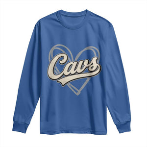 Vintage Cavs Name Script Heart Long Sleeve Shirt for Sports Fan TS02 Royal Blue Print Your Wear