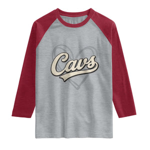 Vintage Cavs Name Script Heart Raglan Shirt for Sports Fan
