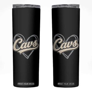 Vintage Cavs Name Script Heart Skinny Tumbler for Sports Fan TS02 Black Print Your Wear