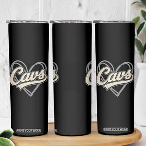 Vintage Cavs Name Script Heart Skinny Tumbler for Sports Fan TS02 Print Your Wear
