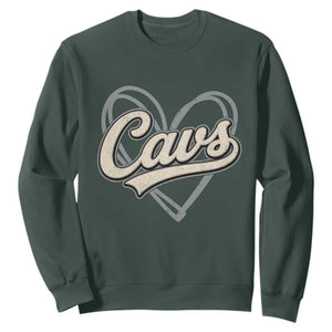 Vintage Cavs Name Script Heart Sweatshirt for Sports Fan TS02 Dark Forest Green Print Your Wear