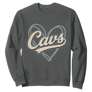 Vintage Cavs Name Script Heart Sweatshirt for Sports Fan TS02 Dark Heather Print Your Wear