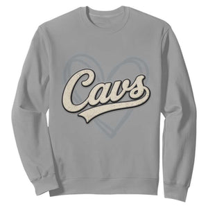 Vintage Cavs Name Script Heart Sweatshirt for Sports Fan TS02 Sport Gray Print Your Wear