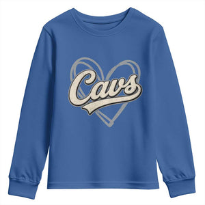 Vintage Cavs Name Script Heart Youth Sweatshirt for Sports Fan TS02 Royal Blue Print Your Wear