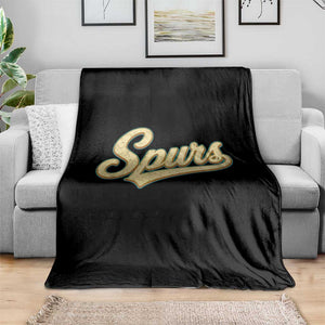 Vintage Spurs Name Script Throw Blanket for Sports Fan
