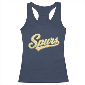 Vintage Spurs Name Script Racerback Tank Top for Sports Fan TS02 Navy Print Your Wear