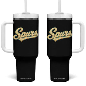 Vintage Spurs Name Script Tumbler With Handle for Sports Fan TS02 One Size: 40 oz Black Print Your Wear