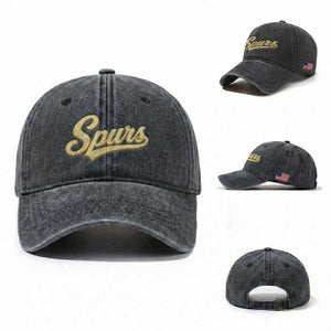 Vintage Spurs Name Script Washed Cotton Baseball Cap for Sports Fan TS02 Washed Cap Universal Fit Dark Gray Print Your Wear