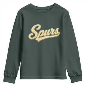 Vintage Spurs Name Script Youth Sweatshirt for Sports Fan TS02 Dark Forest Green Print Your Wear